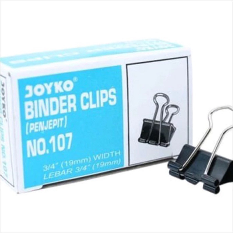 

Penjepit Kertas/Binder Klip/Binder Clip No.107 Joyko harga 1 box isi 12 pack