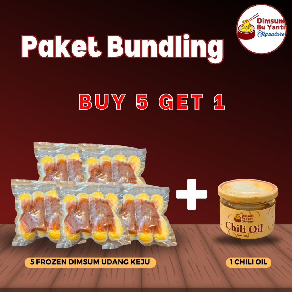 

[PAKET BUNDLING] Beli 5 Dimsum Udang Keju Frozen Gratis 1 Sambal Chili Oil 100g