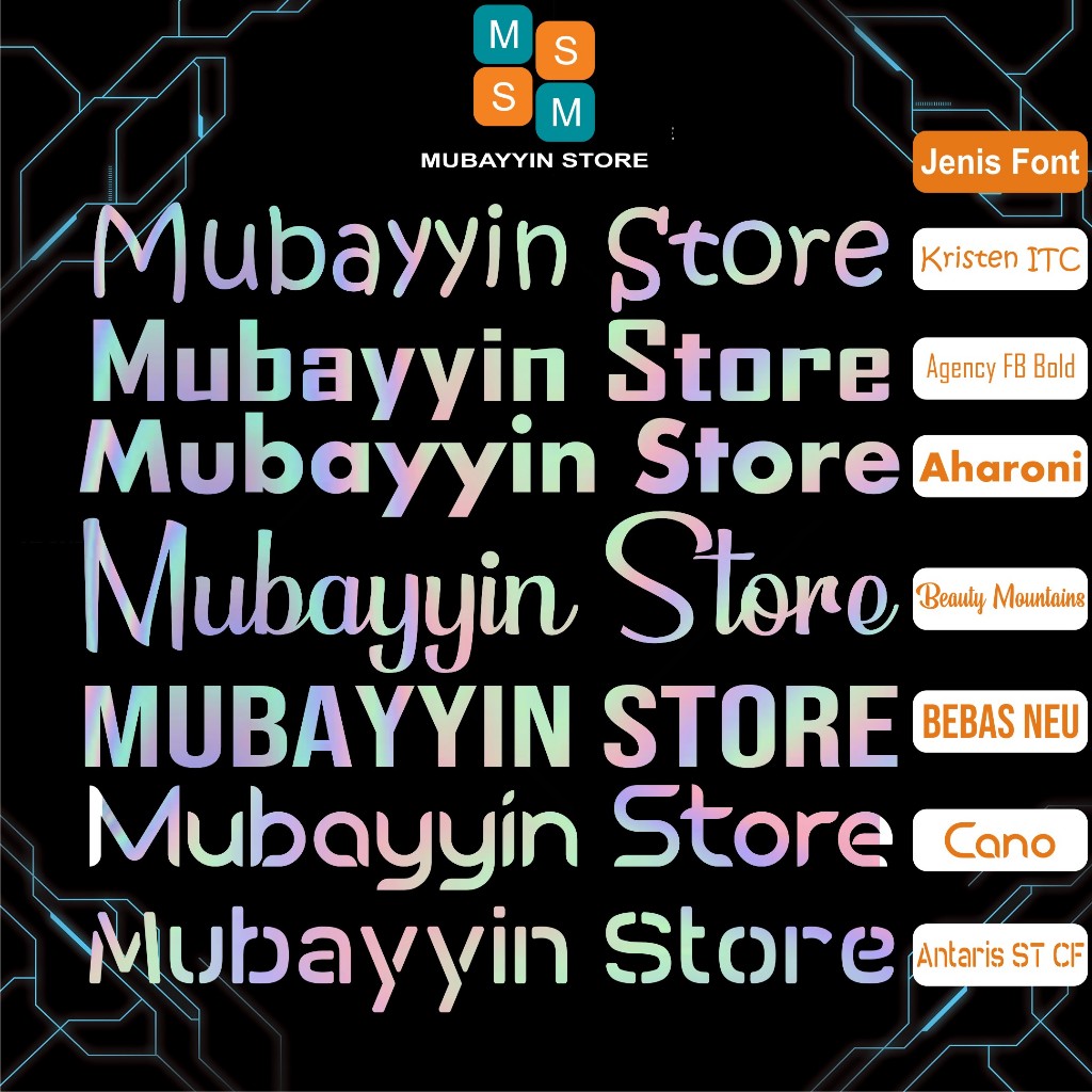 

stiker nama logo brand custom hologram cutting