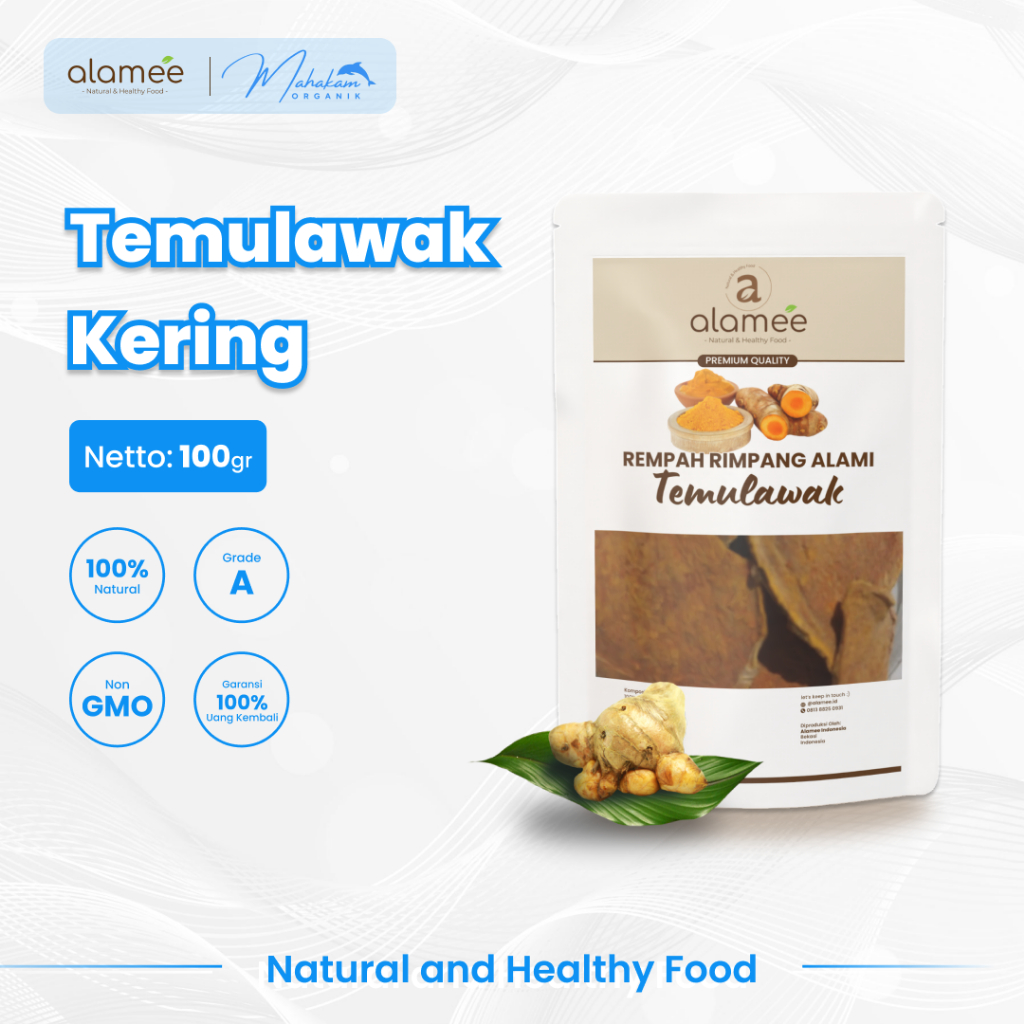 

ALAMEE Temulawak Kering Iris Dried Curcuma Rempah Rimpang Temu Lawak Organik Alami Spice 100gr