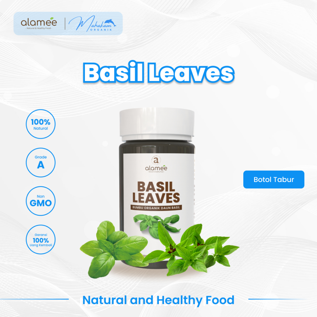 

ALAMEE Daun Basil Bumbu Dapur Dried Leaf Murni Asli Seasoning Organik Garnish Tabur Garnis