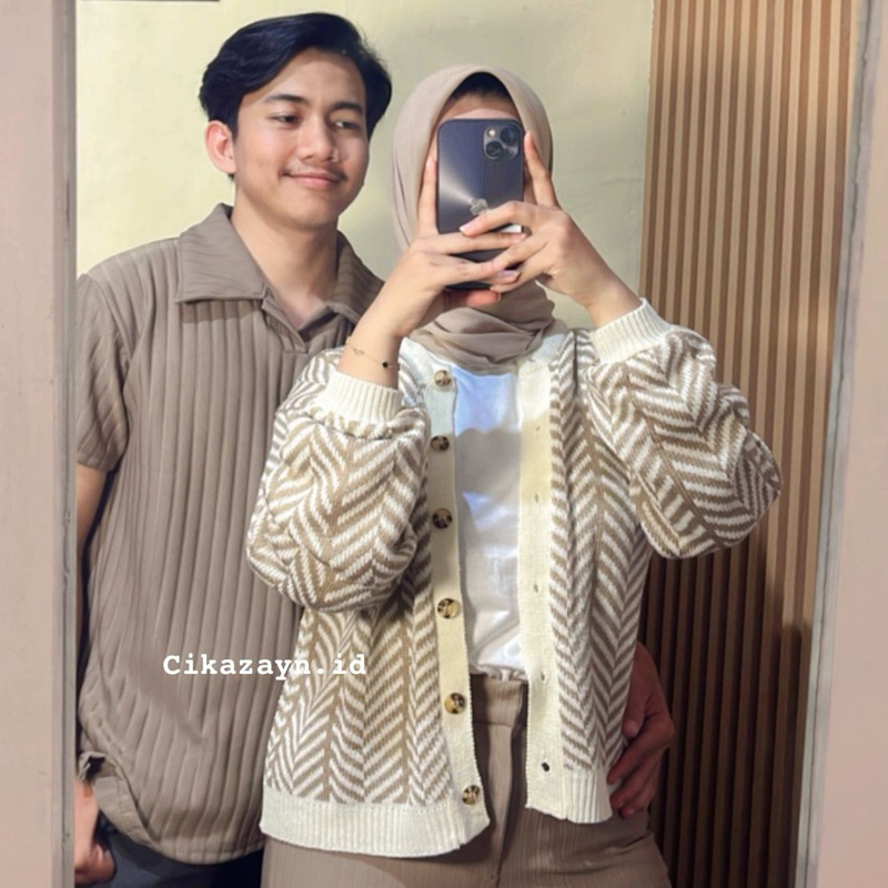 Cikazayn.id - Arfis Couple Set | Couple Pasangan | Atasan Pria dan Cardigan Wanita | Ootd couple kek