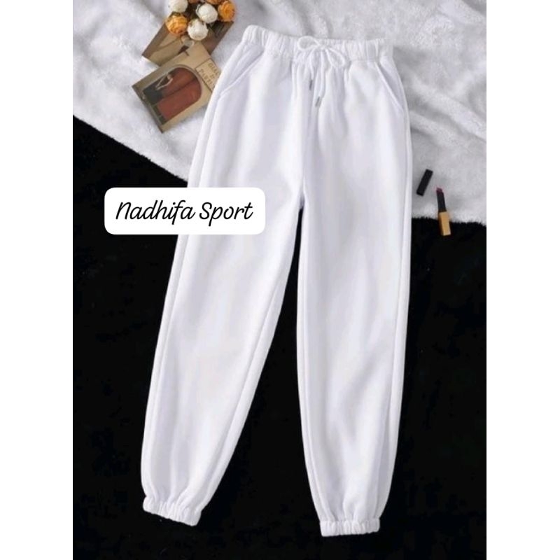 Nadhifa Sport - Celana Joger Sweatpants Unisex Merah Putih Termurah