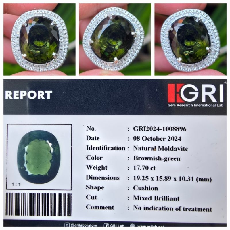 Natural HQ Big Size Rare Green Moldavite Memo 17.70 crt