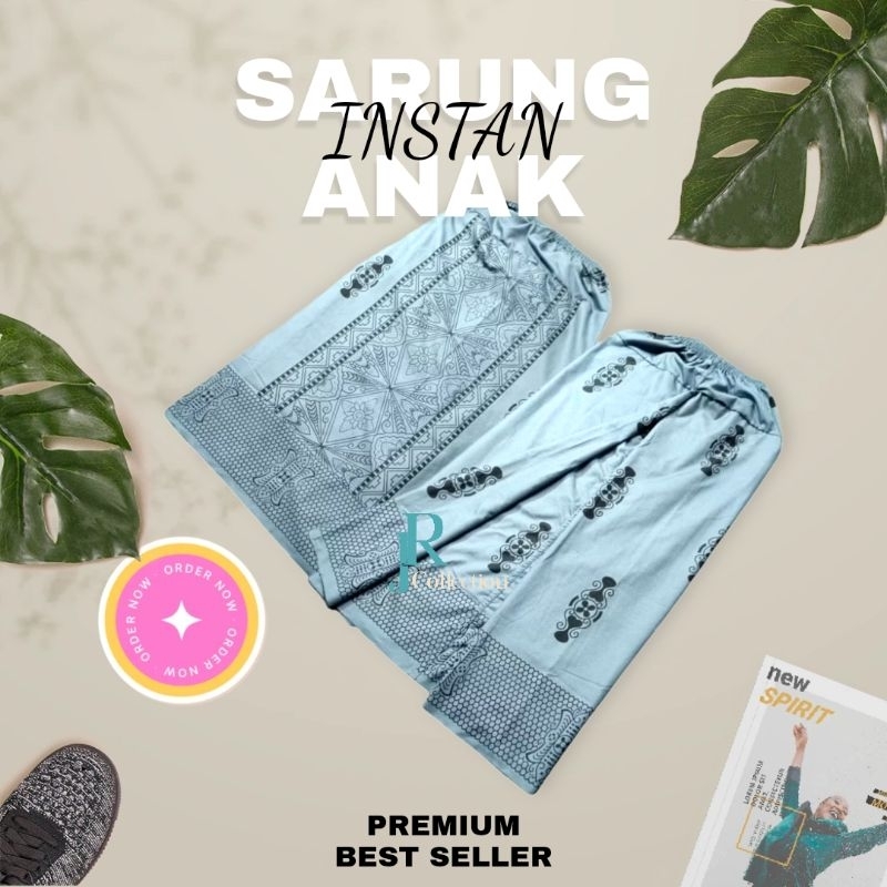 JR Collection - Sarung Anak Instan Biru Muda - Sarung Motif - Sarung Instan - Sarung Batik - Sarung 