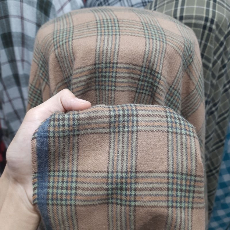 KAIN KATUN FLANNEL KOTAK | Harga/0,5m | kain katun flanel meteran | bahan kemeja flanel | kain katun