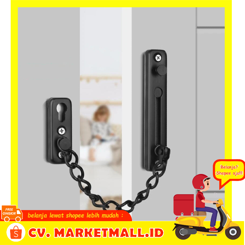 Market Mall - Grendel Rantai Pintu Stainless Steel Premium Tebal Anti Karat Kuat - Maple MP097