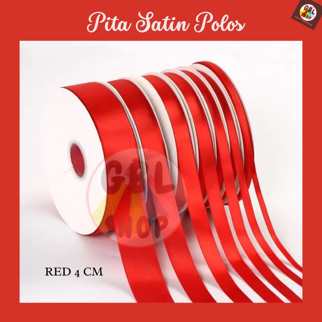 

Pita Satin Polos 4cm Pita Kado Hampers Buket Bunga ( 100 Yard )
