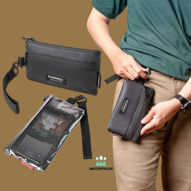 Tas genggam pouch bag pria waterproof tas handbag dompet tangan pria cowok anti air kode RZN001