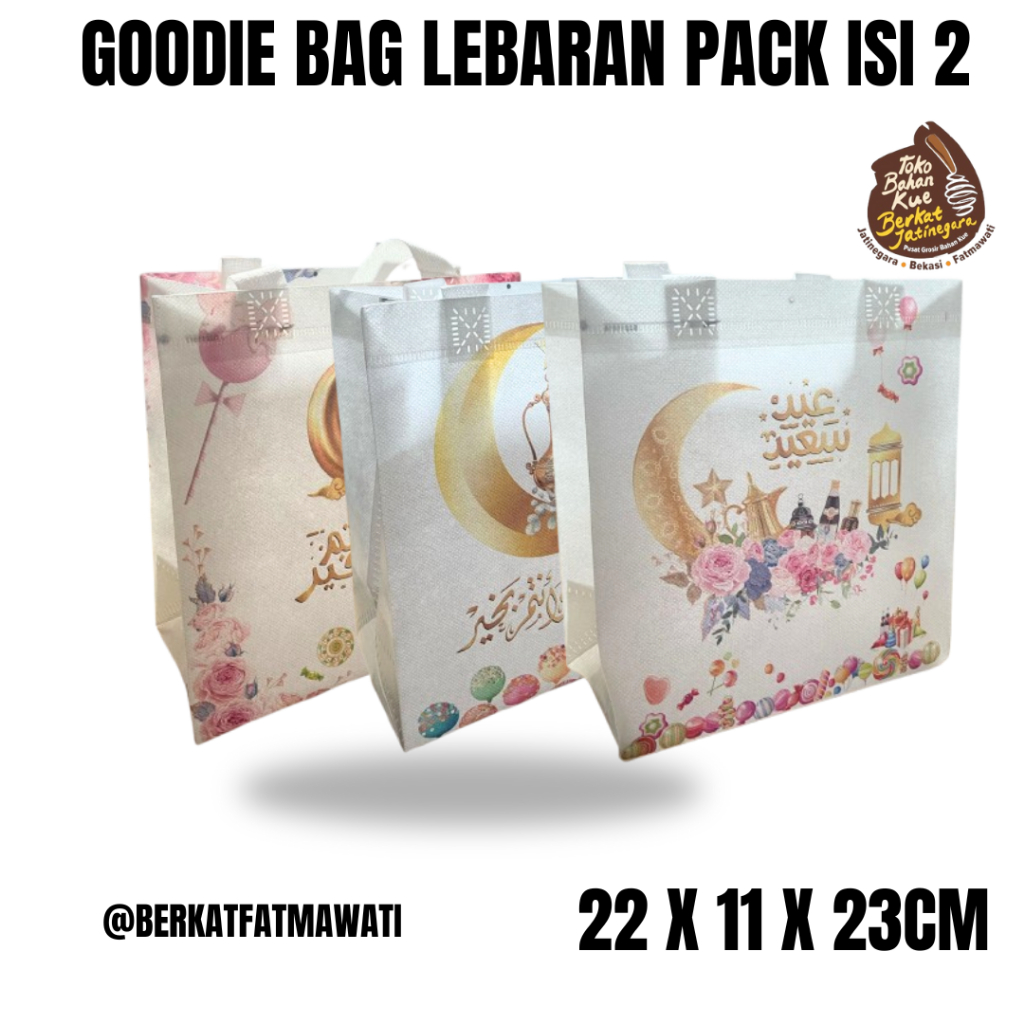 

GOODIE BAG LEBARAN UK. 22X11X23CM/ PACK ISI 2 / TAS HAMPERS LEBARAN LUCU / PCS