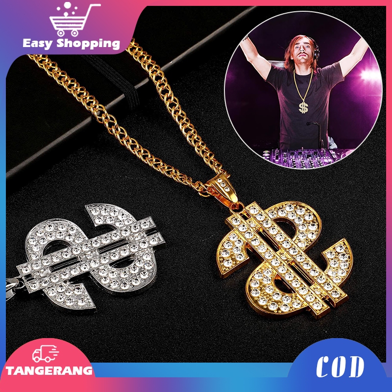 Dollar Pendant Necklace Gold Dollar Necklace Kalung Cincin Hip Hop Jumbo Kalung Dollar Emas