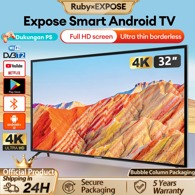 Smart TV 43 inch TV Smart 4K UHD Android 12 TV (32"/43") LED Wifi TV 32 Inch Android TV Murah