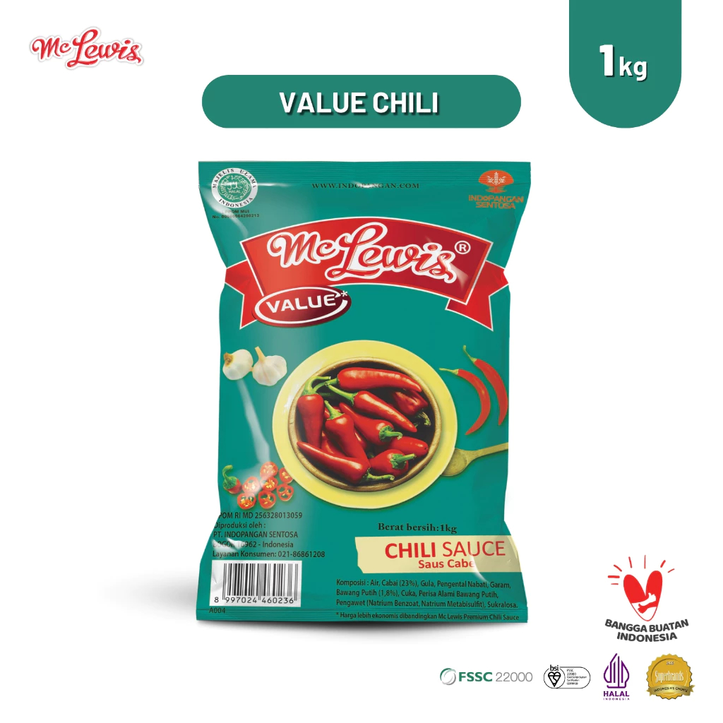 

Mc Lewis Chili Sauce Value 500 gr dan 1 kg (Citra Rasa)