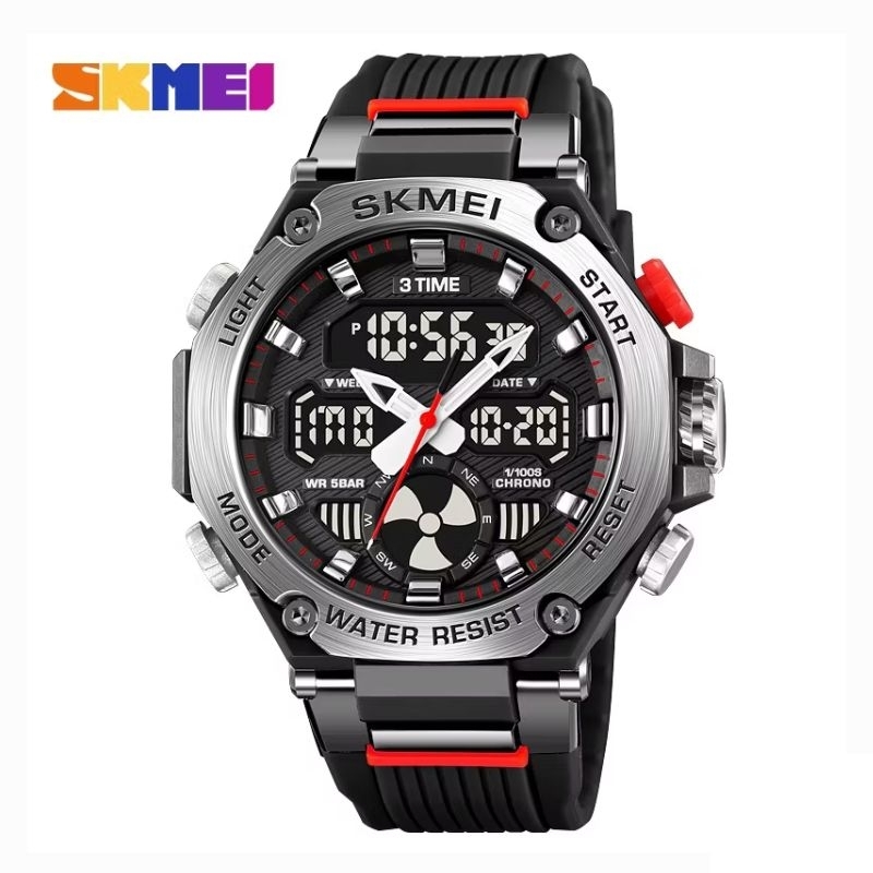 Jam Tangan Pria Analog Digital SKMEI 2223 Water Resist Original - silver Hitam