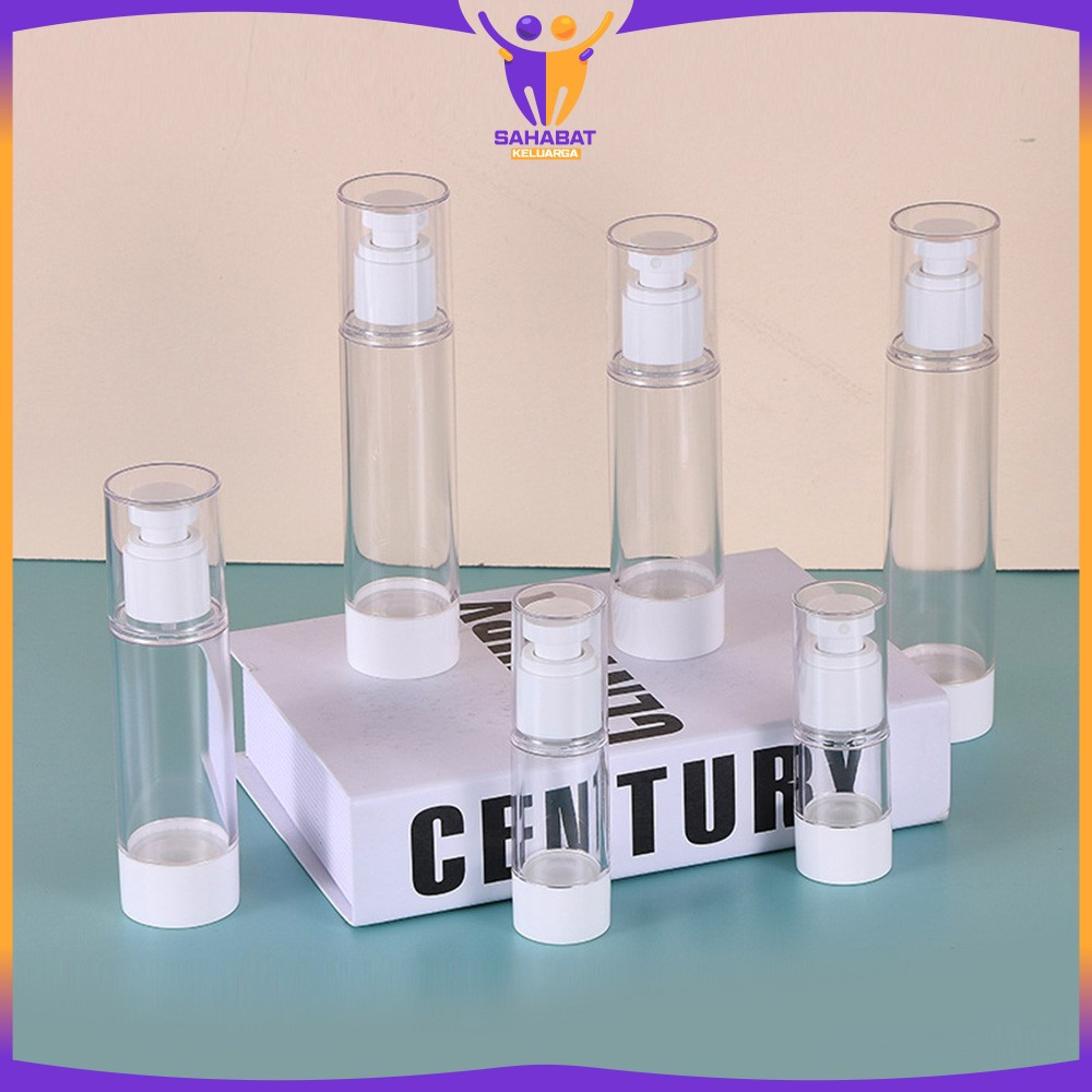 Botol Isi Ulang Pump Lotion Transparant 15ml 30ml 50ml Portable / Botol Airless Lotion Serum Kosmeti