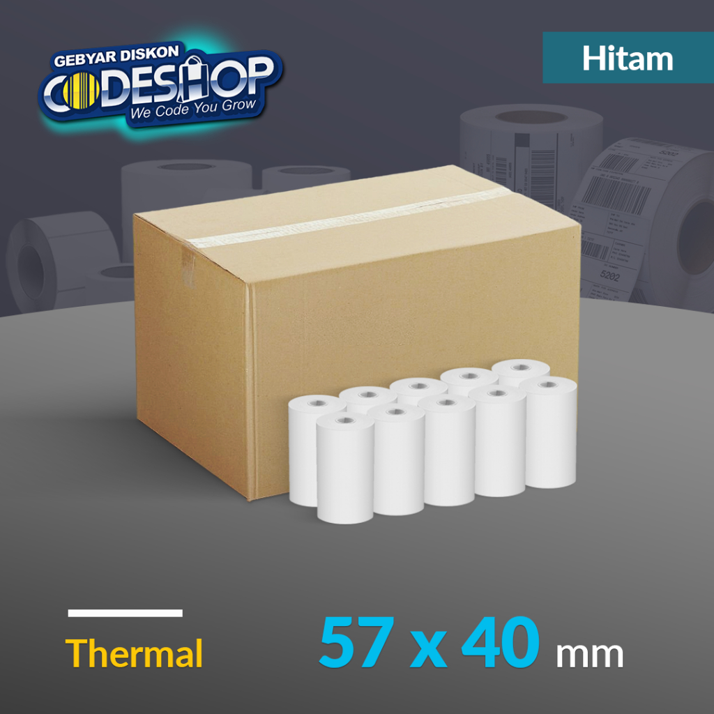 

Codeshop Kertas Thermal 57 x 40 mm Struk Kasir Printer Bluetooth 58mm (1 DUS)
