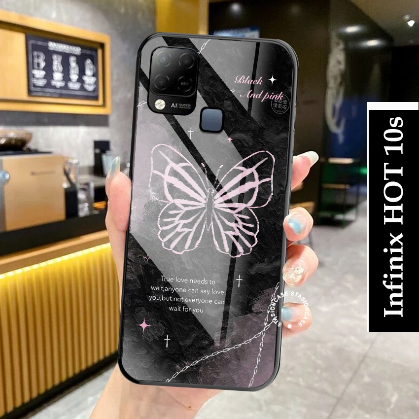 Softcase Glass Hp Infinix Hot 10s NFC Terbaru  Case kaca kilau buat infinix motif new [aestetik] Sta