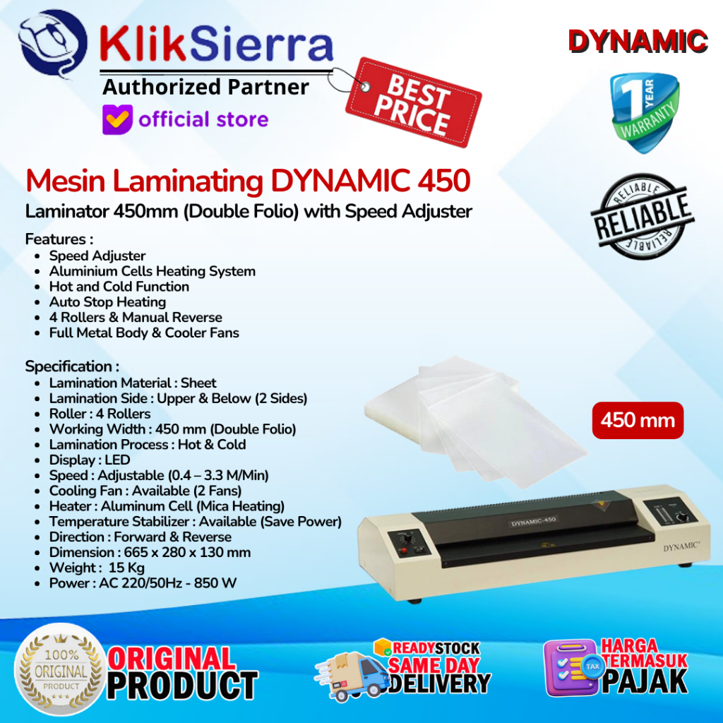 DYNAMIC 450 Mesin Laminator 45cm Laminating - Speed Adjuster - Element - Dynamic 450