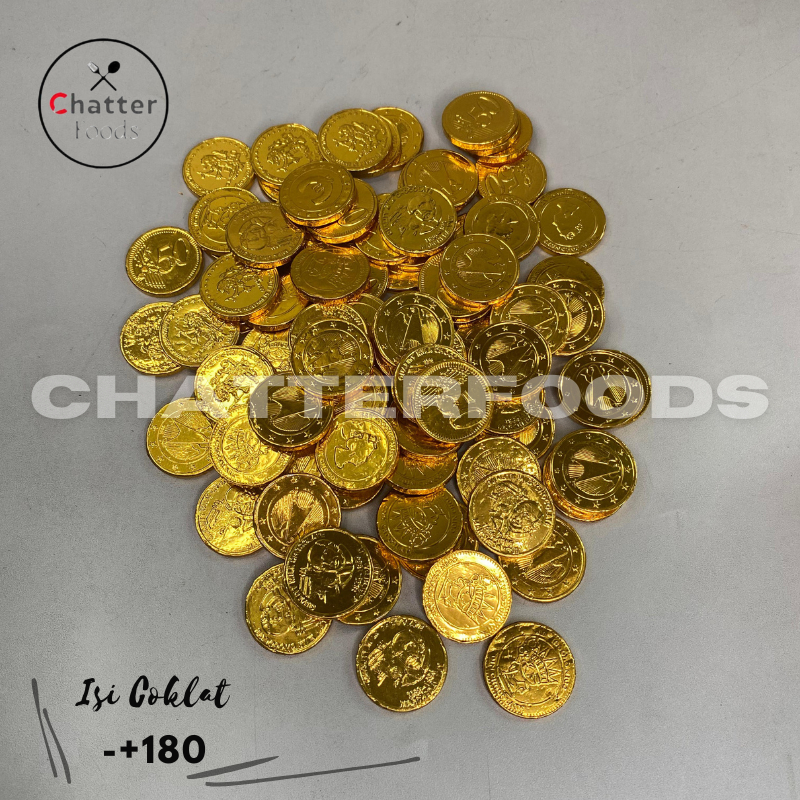 Mamam Ahahaa Coklat Koin Emas Kecil Isi 180/ Coklat Koin Euro Kemasan Toples/ Coklat Bentuk Koin