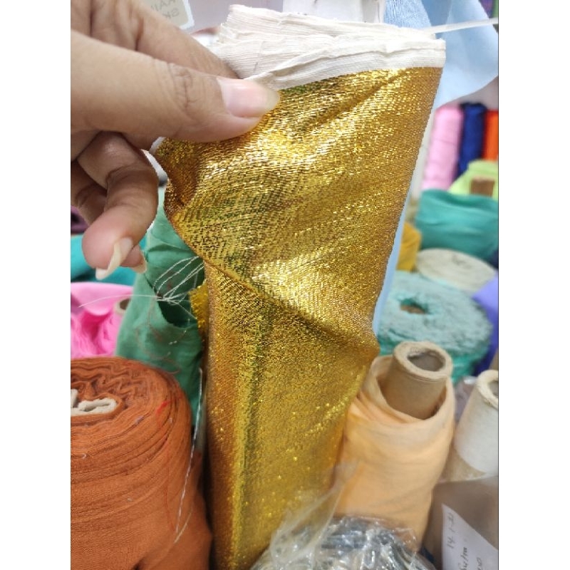 Kain Metalik Emas Perak Lame u Natal Dekor