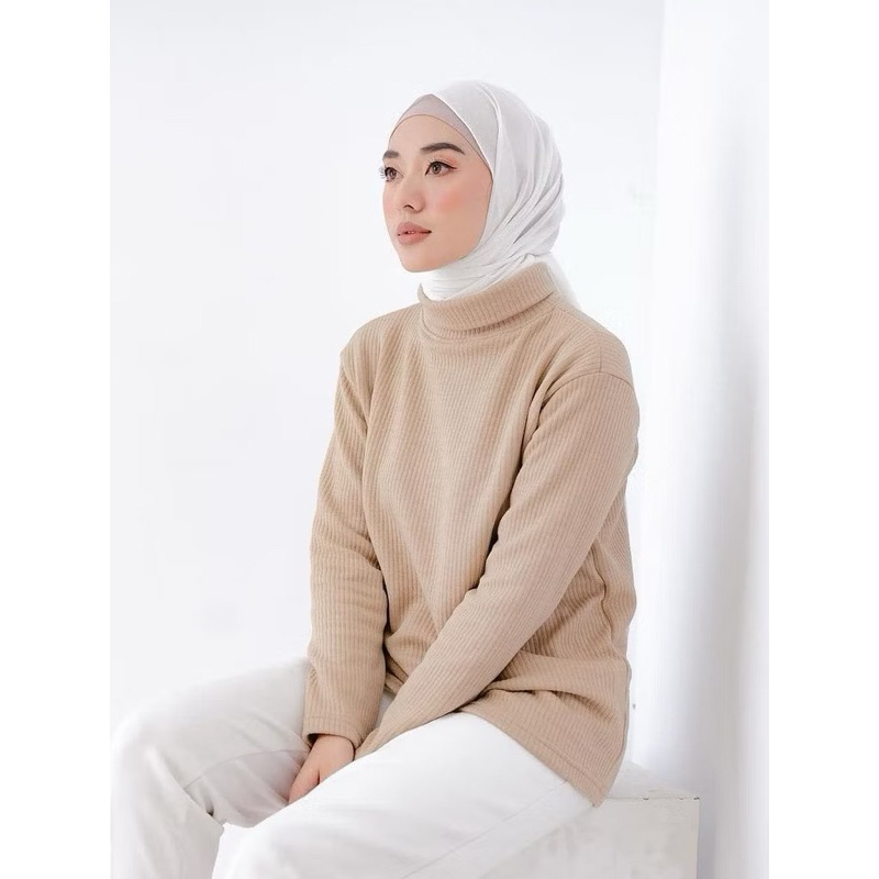 TURTLENECK LENGAN PANJANG WANITA / KAOS RIB TURTLENECK WANITA / KAOS LEHER TINGGI WANITA KAOS RAJUT 