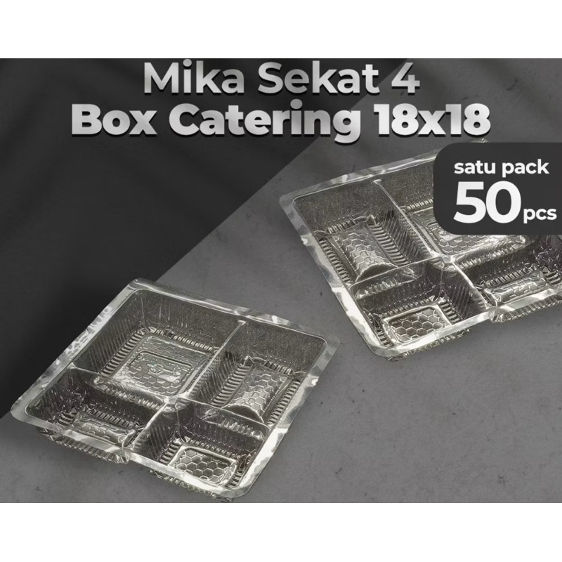 NASI KOTAK SEKAT / MIKA SEKAT 4 NASI BOX isi 50pcs / Mika 18x18