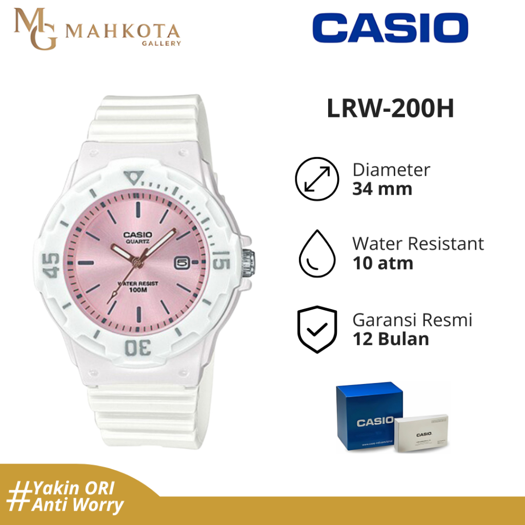 Jam Tangan Wanita Casio LRW-200H Strap Karet Original dan Bergaransi Jam Tangan Palembang