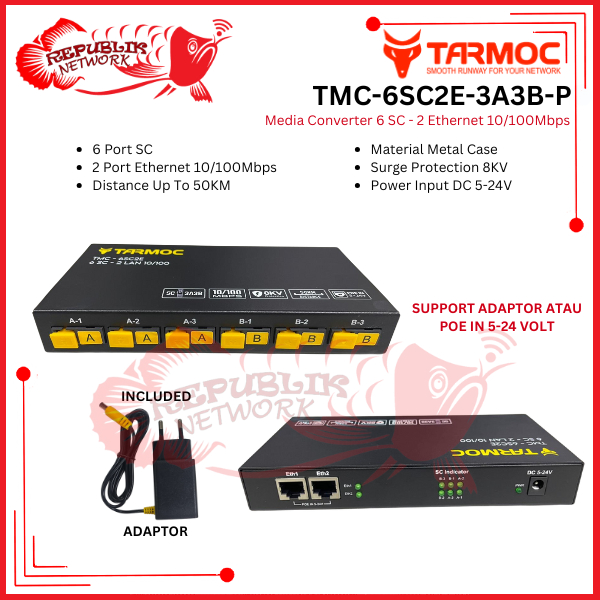 Tarmoc Media Converter 6 FO 2 LAN PoE | 6 SC 2 Rj45 PoE | 6FO 2LAN / 6 FO 2 LAN suport poe