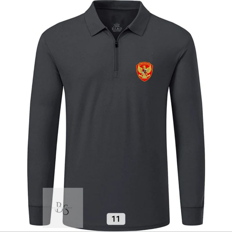 Kaos Krah lengan panjang IND distro43/Kaos kerah resleting pria lengan panjang kaos resleting Kaos k