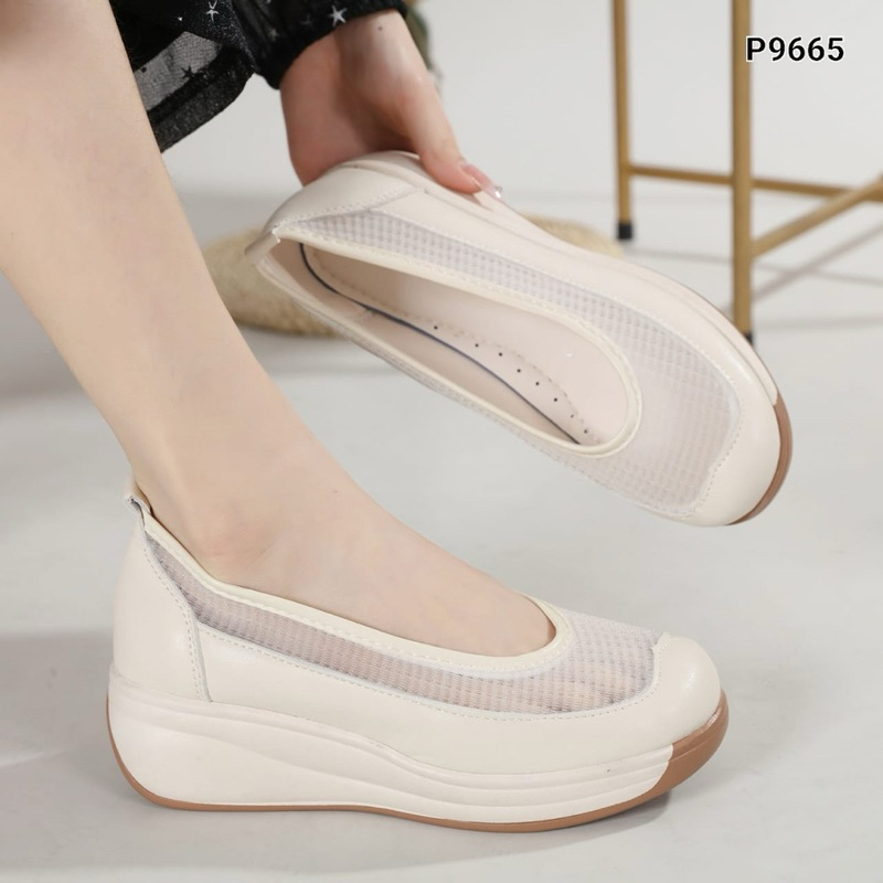 Hemat Sepatu Padior Wedges Flat Slip On Padior Brokat Lembut Empuk P9665