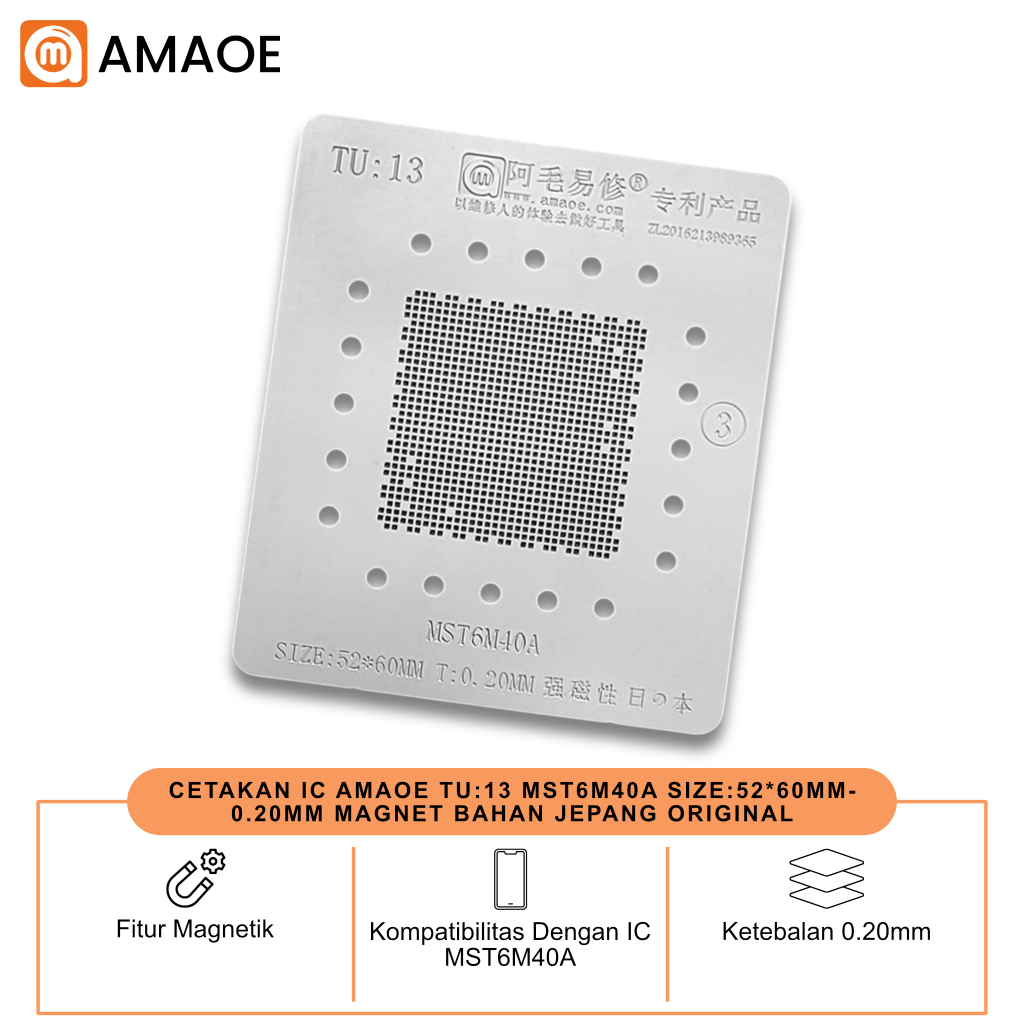 CETAKAN IC AMAOE TU:13 MST6M40A SIZE:52*60MM-0.20MM MAGNET BAHAN JEPANG ORIGINAL