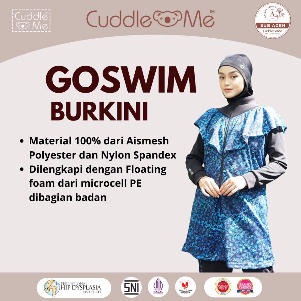BAJU RENANG MUSLIMAH MENGAPUNG GOSWIM FLOATING BURKINI CUDDLEME