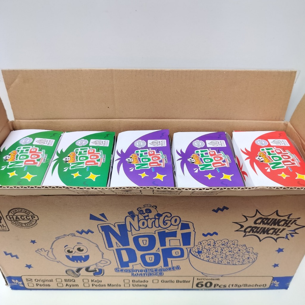 

Norigo Nori Pop Seasoned Seaweed With Rice / Snack Tabur Nori / Snack Rumput Laut Camilan Rumput Laut