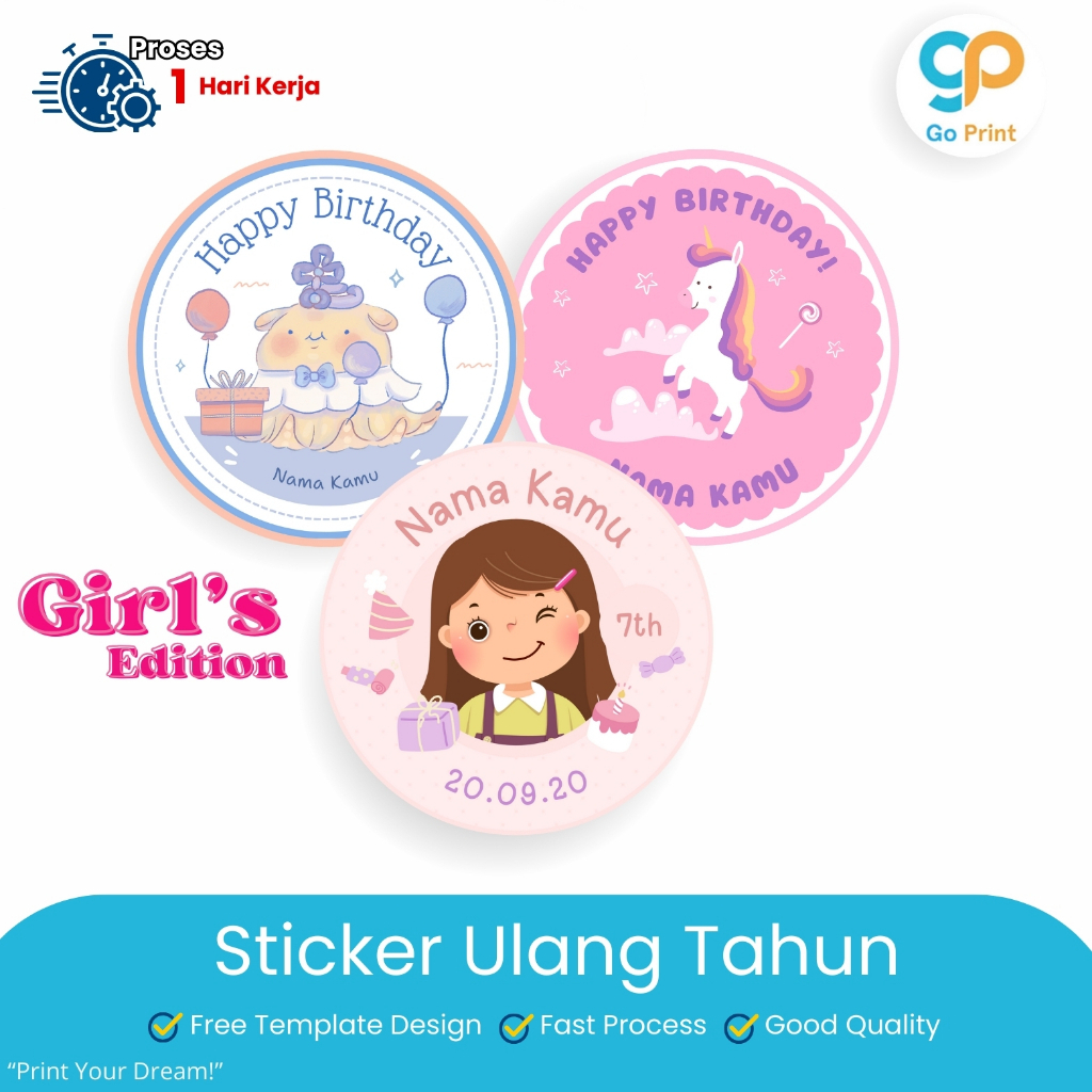 

Sticker Ulang Tahun Anak | Stiker Ultah | Birthday Sticker Bentuk Bulat (Cetak+Cut)