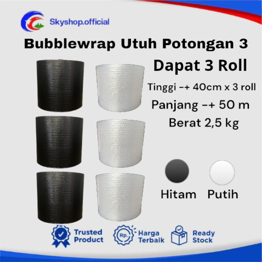 

Bubble Wrap Utuh Potongan 3 Ukuran 40cm x 3 Roll Berat 2,5Kg Warna Bening Hitam Berat 2.5kg Bubblewrap Packing Potong 3 Tebal