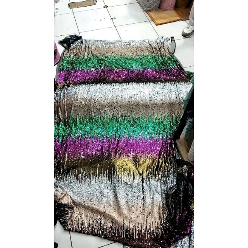 Kain/Bahan Tulle sequin pelangi/sequin gradasi (RANDOM)