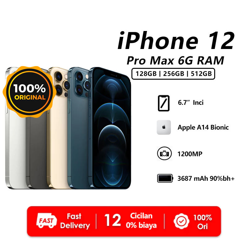 Apple iPhone 12 Pro Max 128GB / 256GB FULLSET MULUS SECOND - BERGARANSI TERPERCAYA/iphone 12 promax 