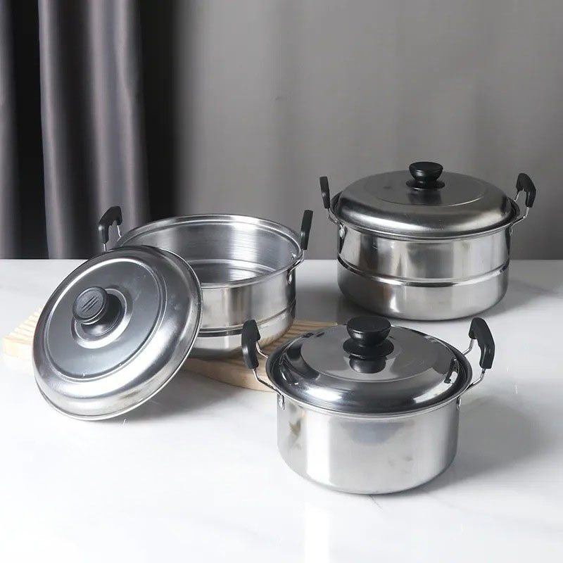 Panci Set Stock Pot Panci Susu Mini Stainless Steel Panci Sup Soup Pot Baskom dengan Tutup Stainless