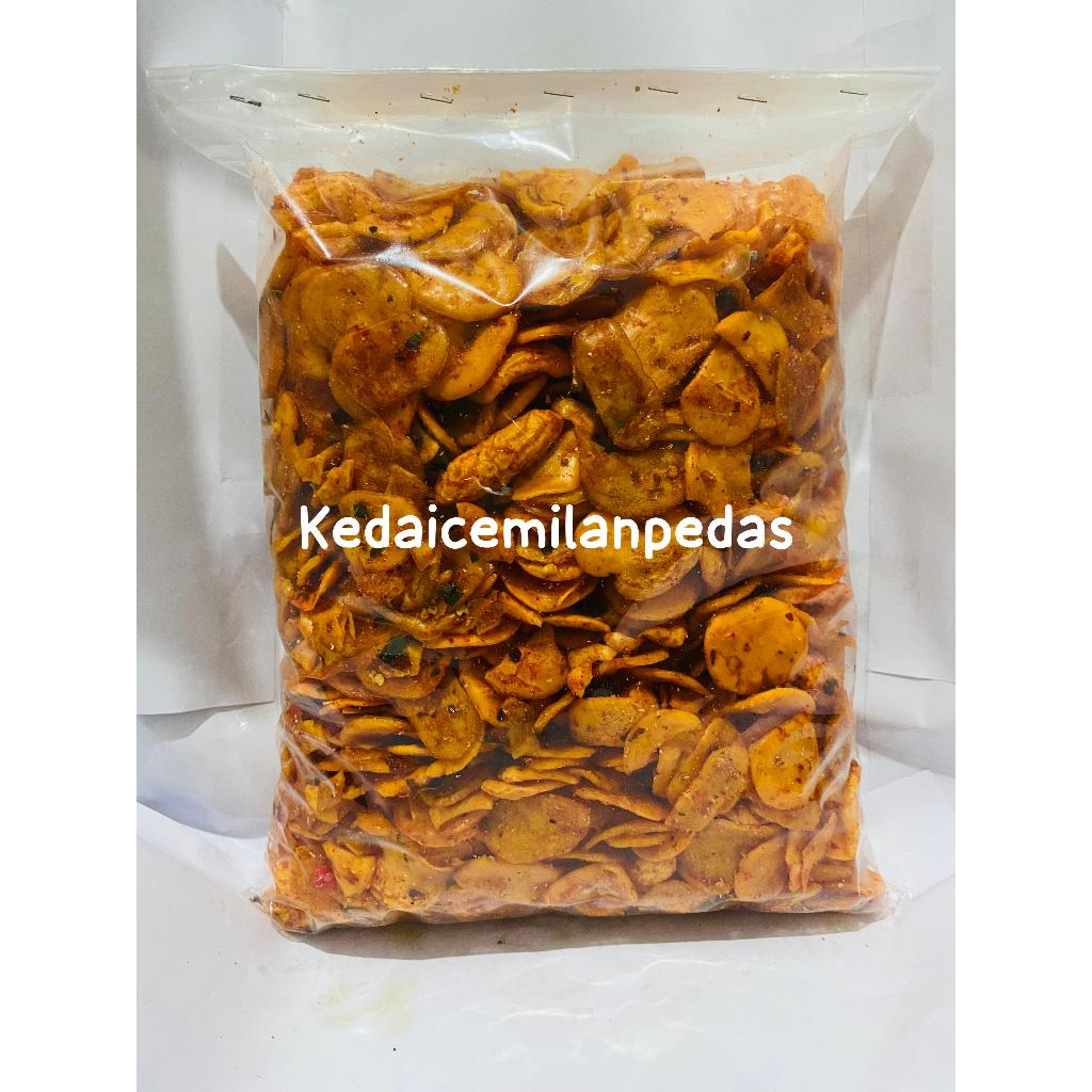 

seblak kering kerupuk orange/sebring kemplang orange/oren ready varian rasa pedas daun jeruk/original daun jeruk kemasan 1kg 500gr 250gr 100gr