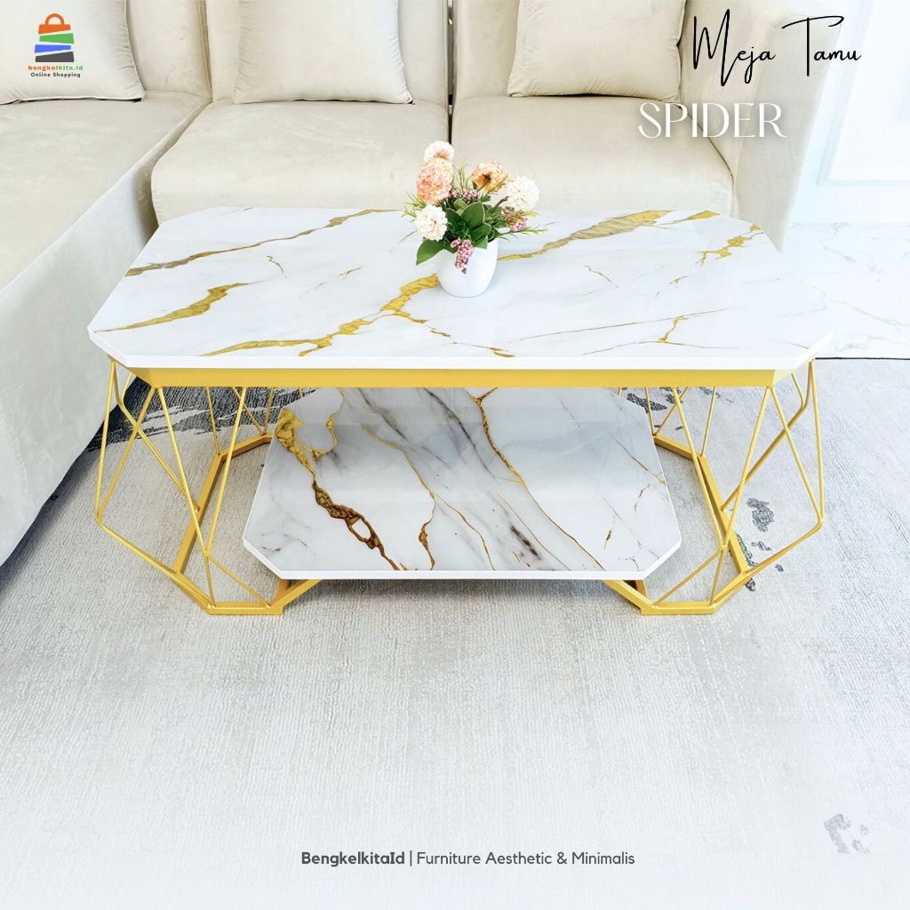 Meja Tamu Oval Minimalis Spider/Meja Ruang Tamu Minimalis /Meja Tamu Aesthetic/Meja Sofa