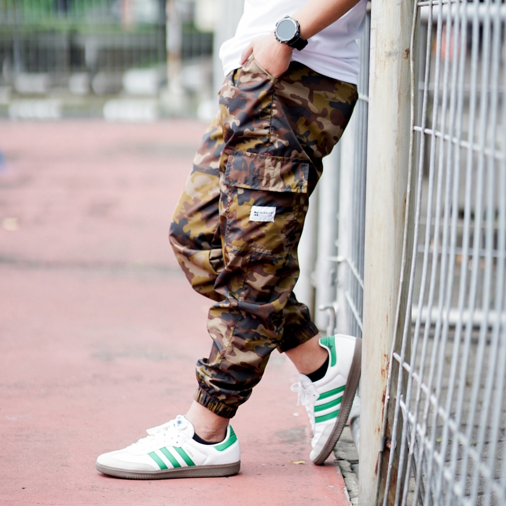 MIRACLECO Long Cargo Jogger Pants Camo Azekar