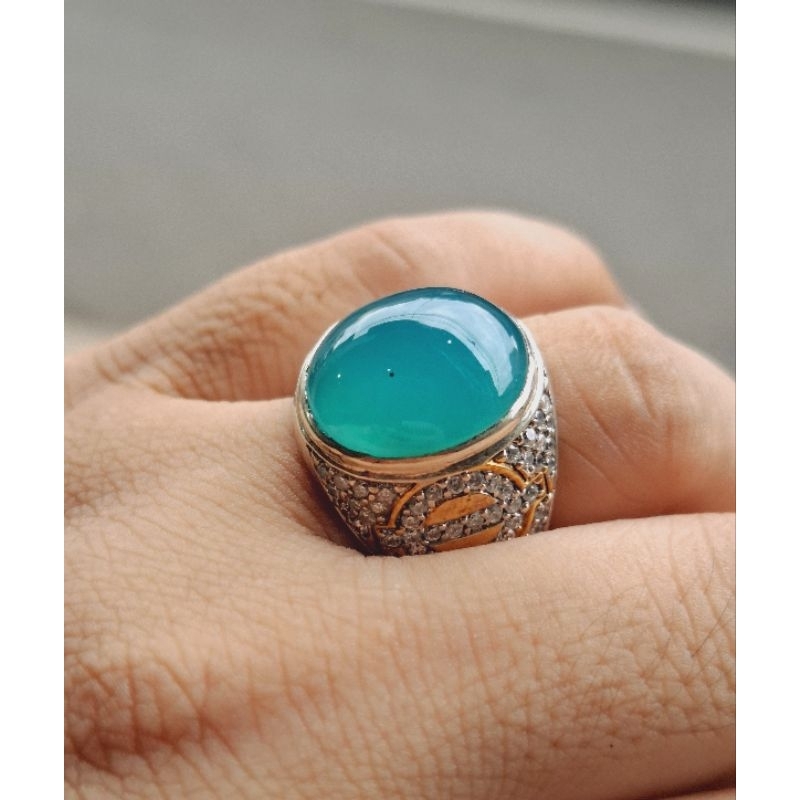 Cincin Batu Bacan Doko Crystal Natural (Perak)