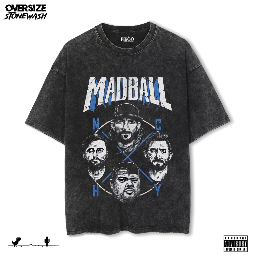 Fiego "MADBALL" | Premium Oversize T-Shirt | Stone Wash