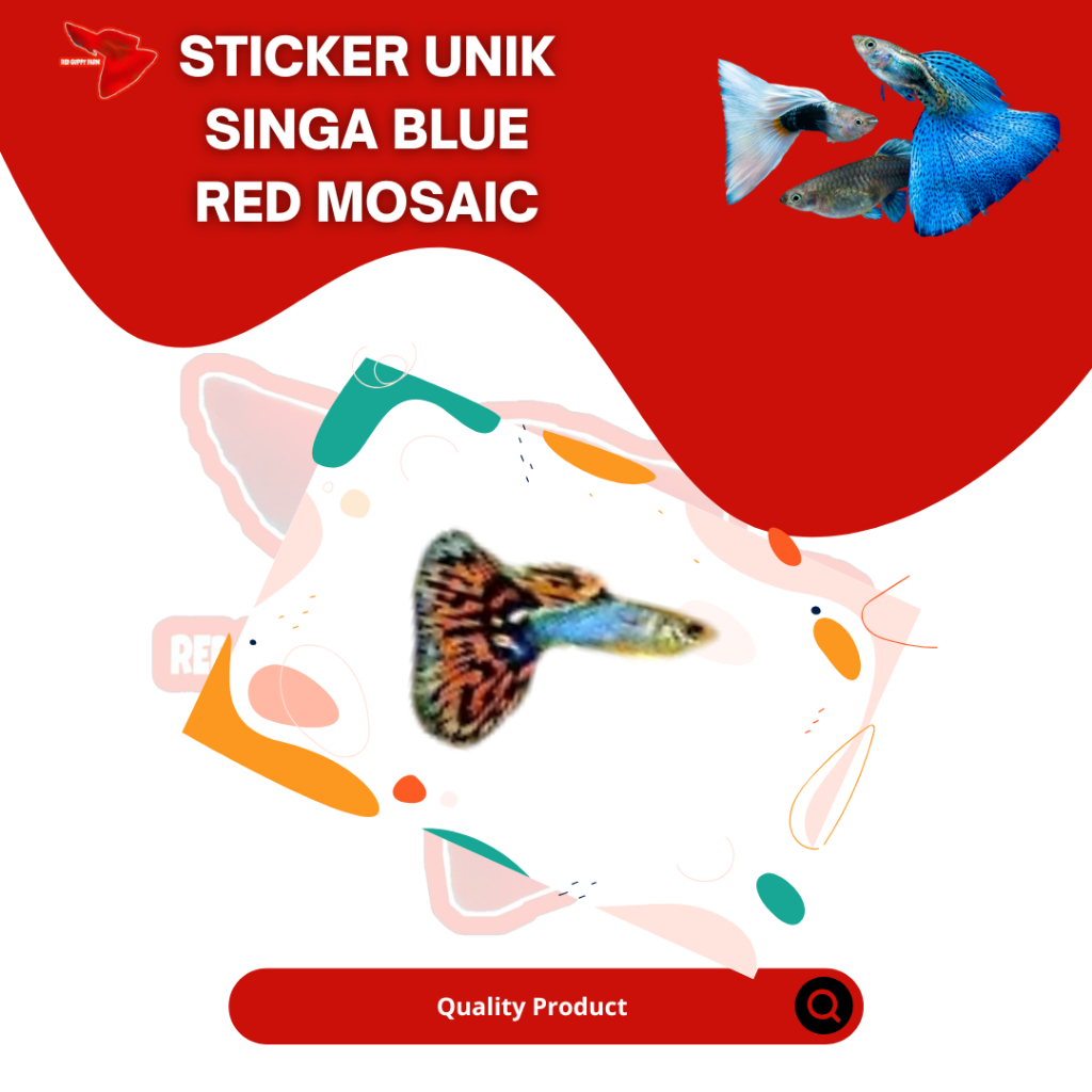 

Sticker Unik Singa Blue Red Mosaic