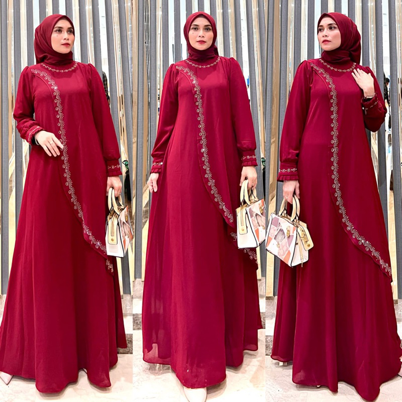 NEW RANIA DRESS SWAROSKI TERBARU GAMIS TERBARU GAMIS LEBARAN2025 GAMIS BESTSELLER GAMIS PAYET SWAROS