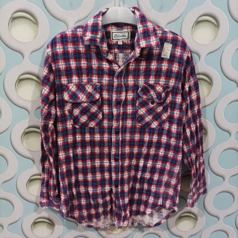 KEMEJA FLANNEL PRIA SECOND UNIASIA ORIGINAL SIZE M NZS040