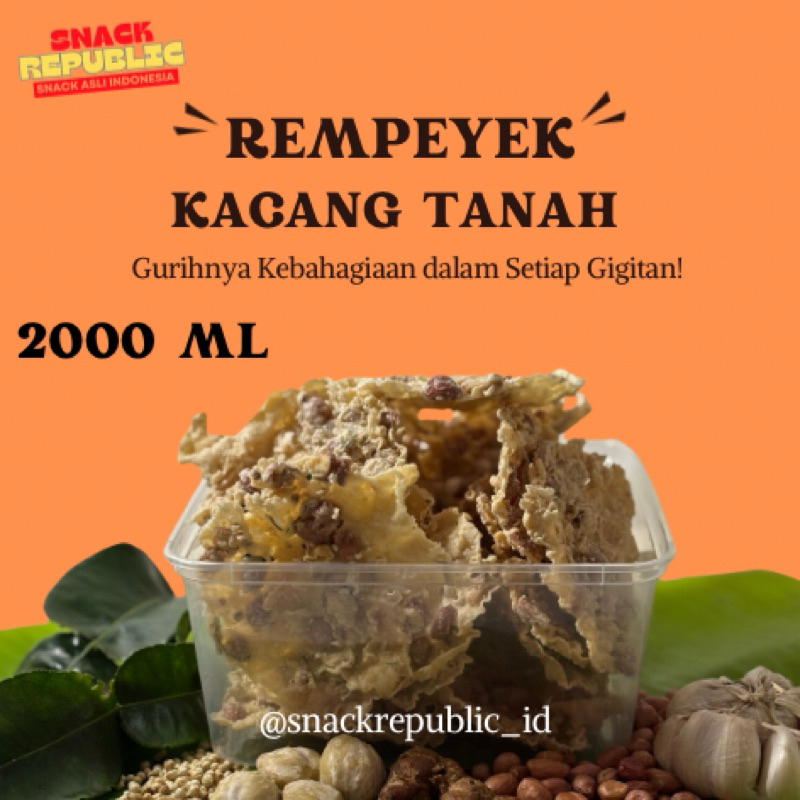 

Rempeyek Kacang Tanah Sultan by Snack Republic - Kemasan thinwall 2000 ml (320-350 gr)