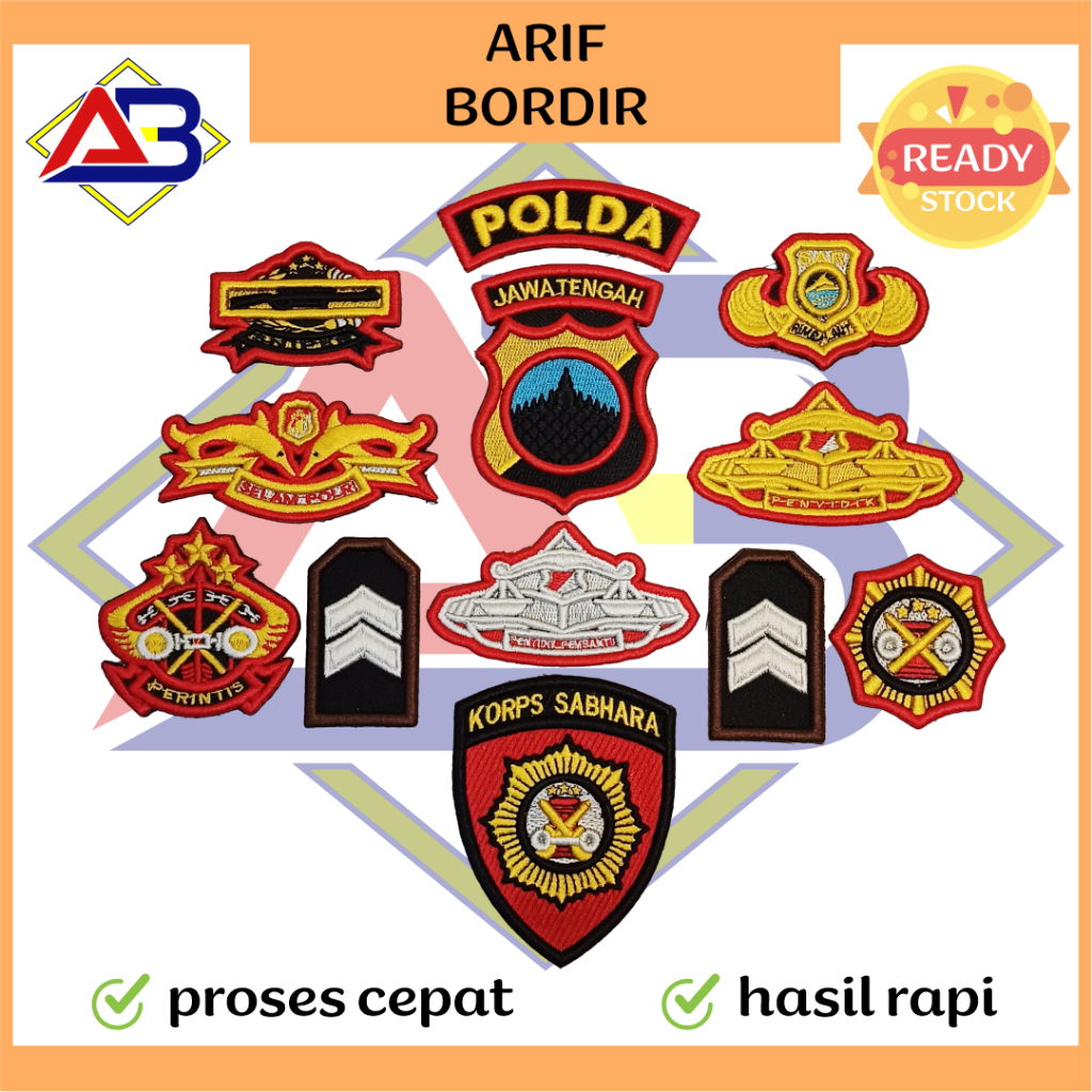 Bet Sabhara Binmas Polri Bordir Timbul