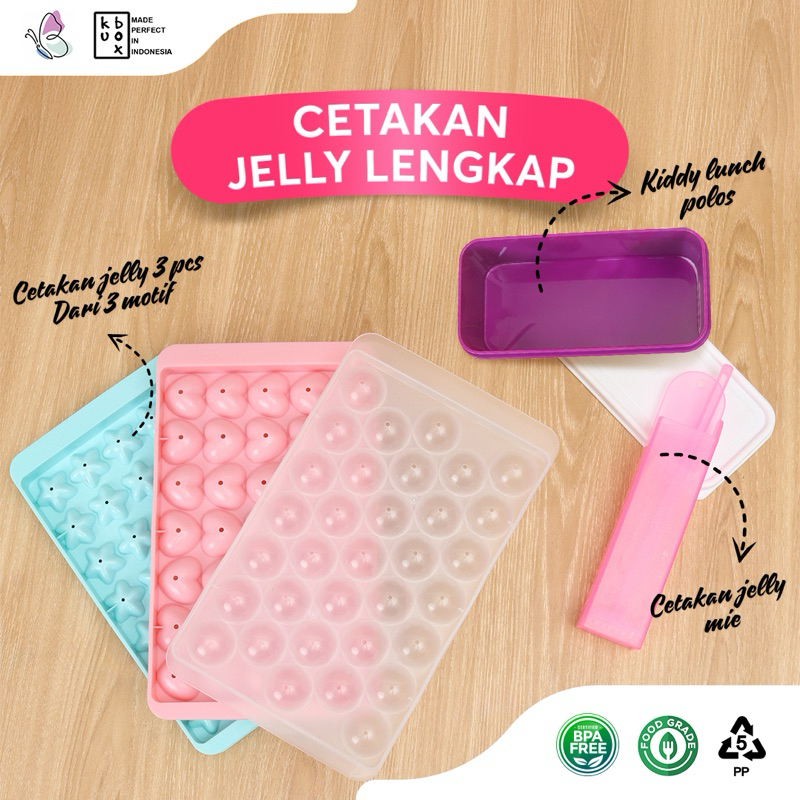 AG LKL x KUBOX - [PAKET JELLY LENGKAP] Cetakan Es Batu Jelly Love, Star, Ball & Jelly Mie Serut