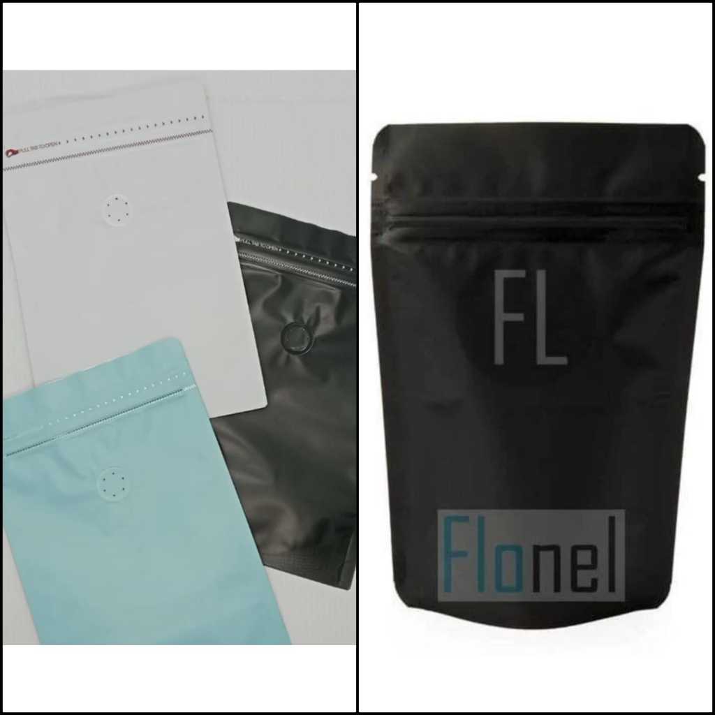 

Flonel Standing Pouch Colorful Tear Off Ziplock Valve - Kemasan Kopi Warna Foil Metalize